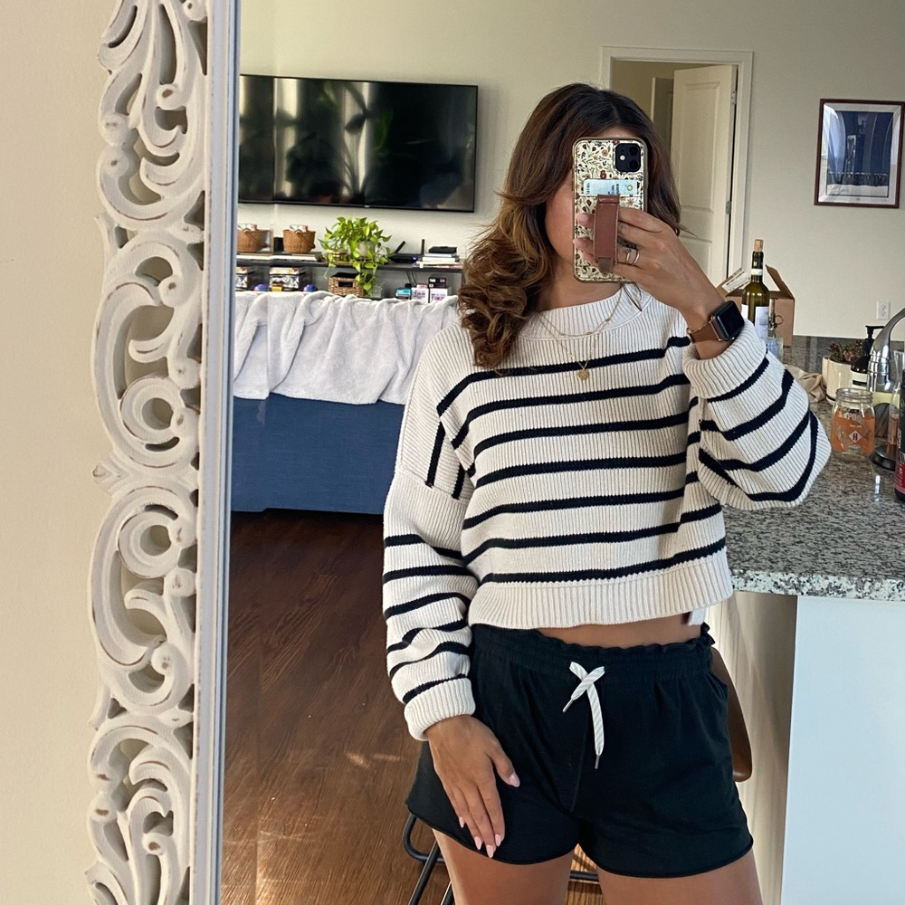 Free People Easy Street Stripe Crop Pullover